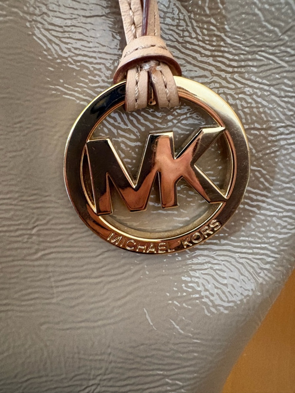 Michael Kors Light Gray Patent Tote with Gold Hardware - Picture 3 of 6